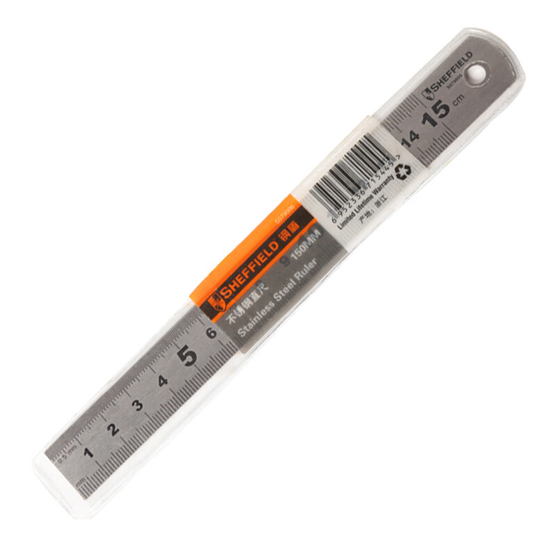 Steel shield s079006 stainless steel ruler metric drawing steel ruler double-sided scale steel ruler 15cm / cm
