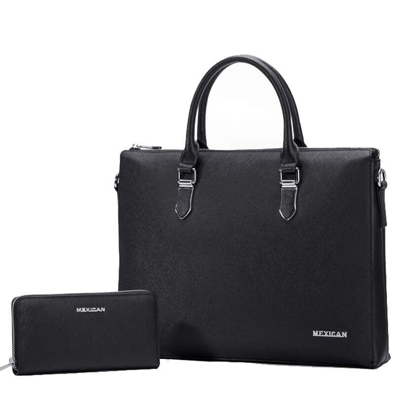 Scarecrow (Mexico) business briefcase leisure fashion business cowhide horizontal Briefcase Laptop Backpack free handbag mlh004-0 black