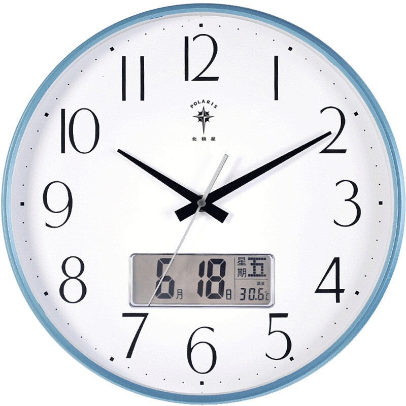 Polaris Polaris 15 inch silent living room wall clock modern perpetual calendar clock creative quartz clock simple wall clock calendar clock 6816 blue