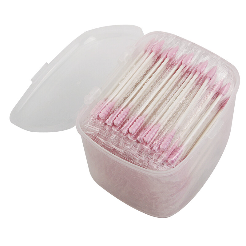 Uplus pink pointed spiral head paper shaft multifunctional cosmetic cleaning cotton swab 180 pieces, single piece, independent packaging (boxed cotton ball, ear and nose cleaning cotton stick)