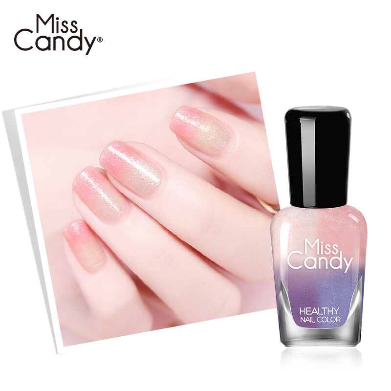 Miss Candy healthy manicure can tear nail polish, hand tear, environmental protection, lasting color nail polish swing / light temperature change powder purple NL001