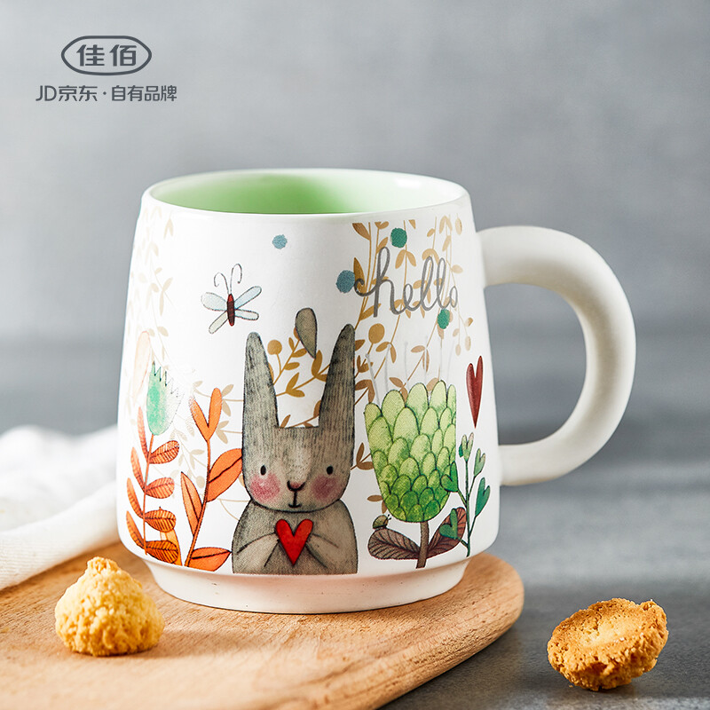 Jiabai ceramic mug couple water cup home office coffee cup tea cup milk cup breakfast cereal cup rabbit [more than 1000 customized]
