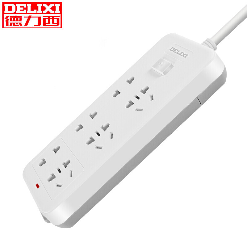 Delixi cd98j-lk3x3 new national standard socket / plug row / patch panel / wiring board / trailing board / patch panel three position five hole + three position two hole total control, with a total length of 1.8m