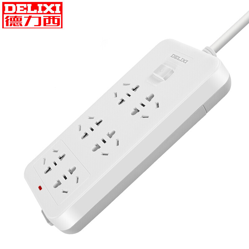 Delixi cd98j-lk6x new national standard socket / plug row / patch panel / wiring board / trailing board / patch panel six position five hole total control, with a total length of 1.8m