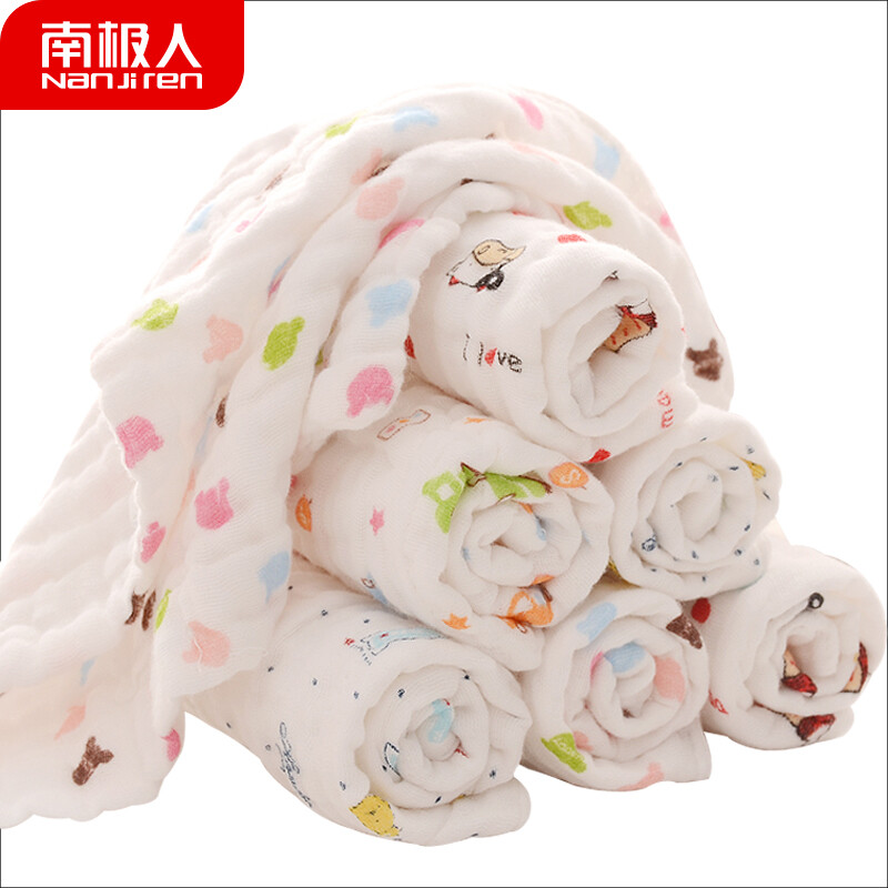 Nanjieren baby square towel water wash gauze saliva towel bath towel newborn baby 6-layer thickened gauze towel face towel 30x30cm single strip