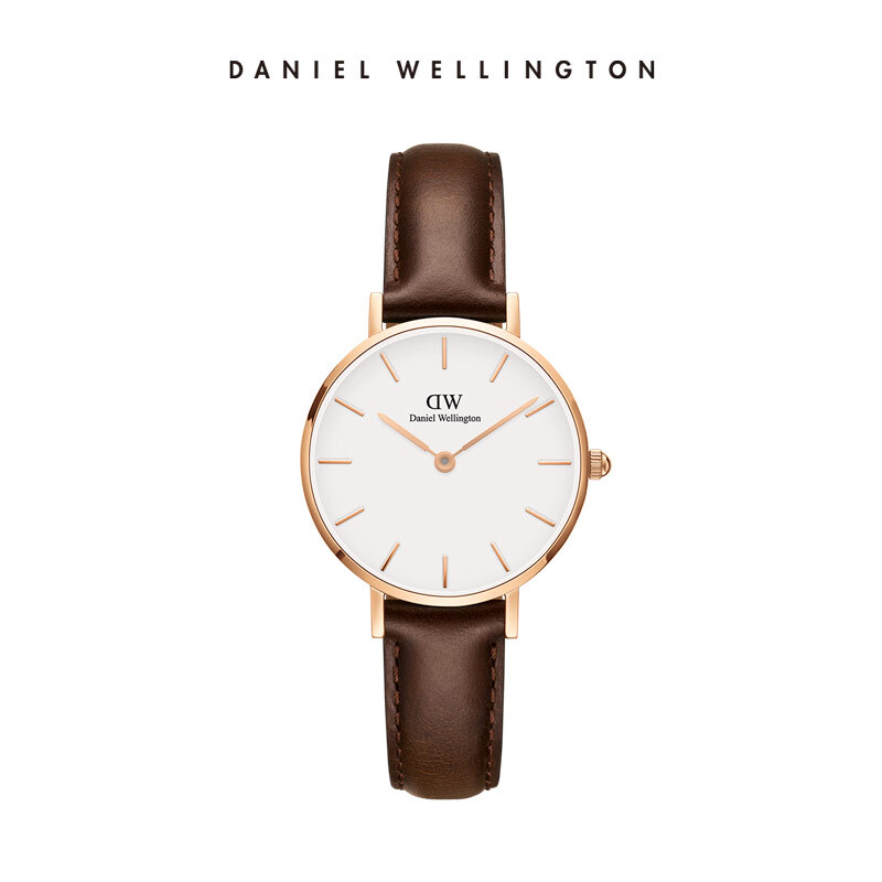 Daniel Wellington DW women's watch gold edge leather strap 28mm white plate European and American simple style student watch fashion quartz watch dw00100227