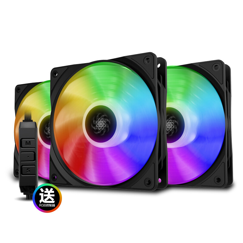 Deepcool magic shadow cf120 chassis power radiator fan (three 12cmrgb magic color fans / wire control / synchronous light effect with four brand motherboards)