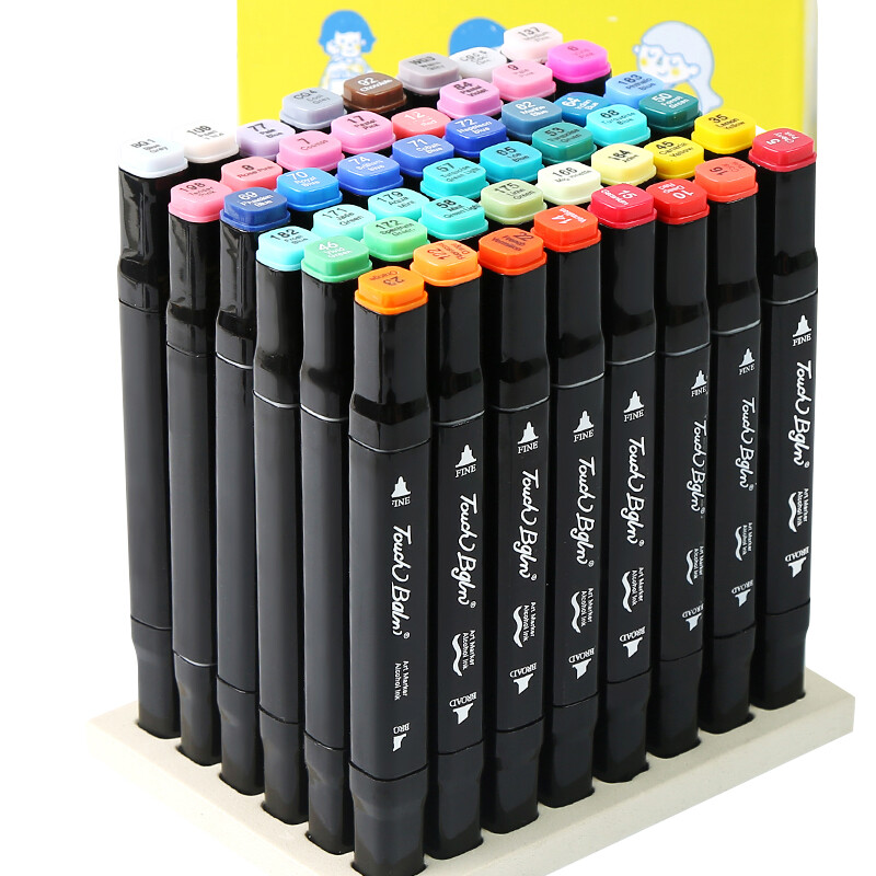 Bogelinuo marker three generation double headed alcohol oily marker set student hand drawn cartoon design 48 colors
