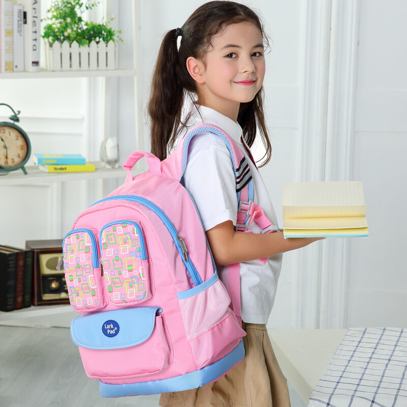 Lark pad schoolbag for primary school students boys and girls Grade 1-3 ultra light spine protection children's backpack 021 classic powder