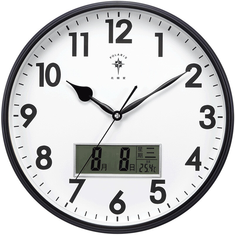 Polaris wall clock modern simple liquid display wall clock living room office silent clock fashion creative quartz clock 14 inch 2789 black