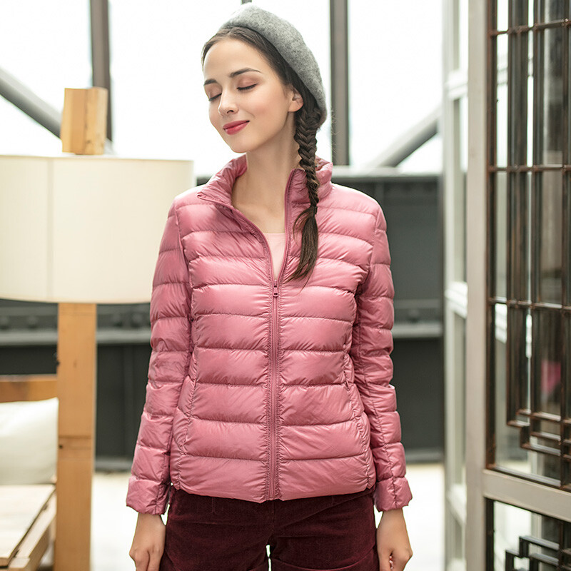 Intercrew light down jacket women's 2018 winter new Korean fashion casual light and versatile stand collar short brand down jacket women icr4ud51a pink M