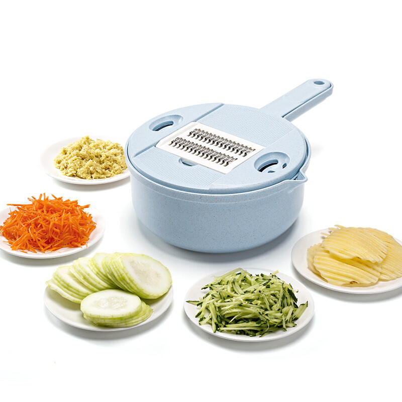 Meizhikou kitchen vegetable cutting artifact potato silk cutter household wire planer multifunctional vegetable cutter fruit slicer Nordic blue