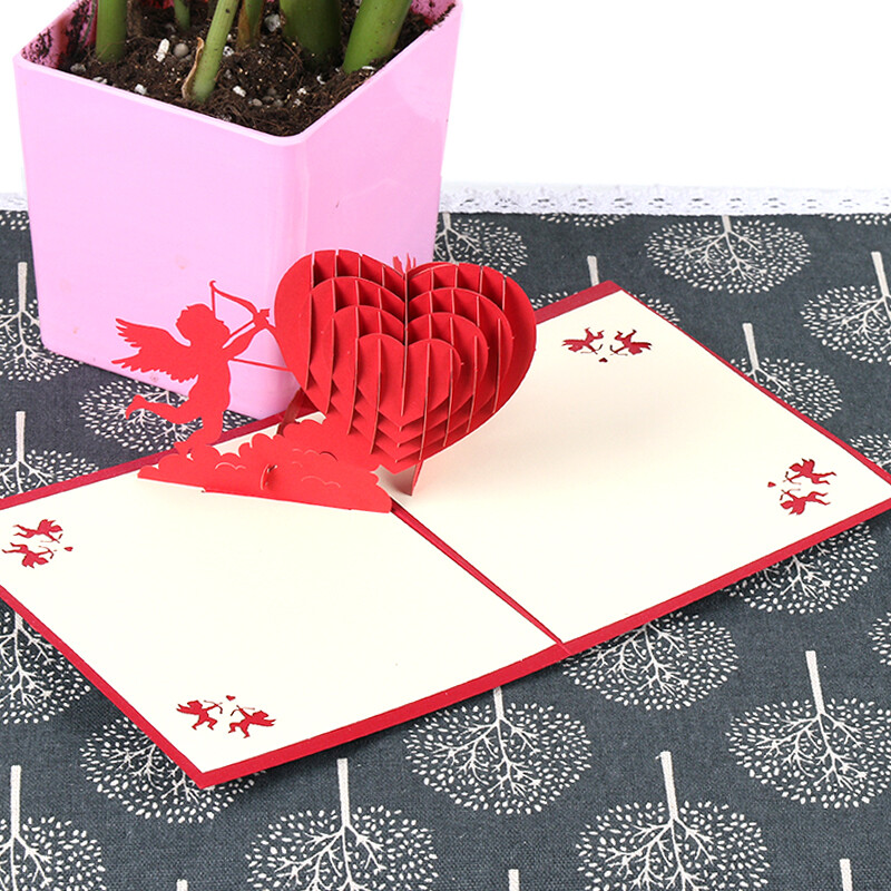 Tatanice creative gift greeting card 3D three-dimensional Cupid heart birthday greeting card lovers express their wishes to send to lovers and friends thk010