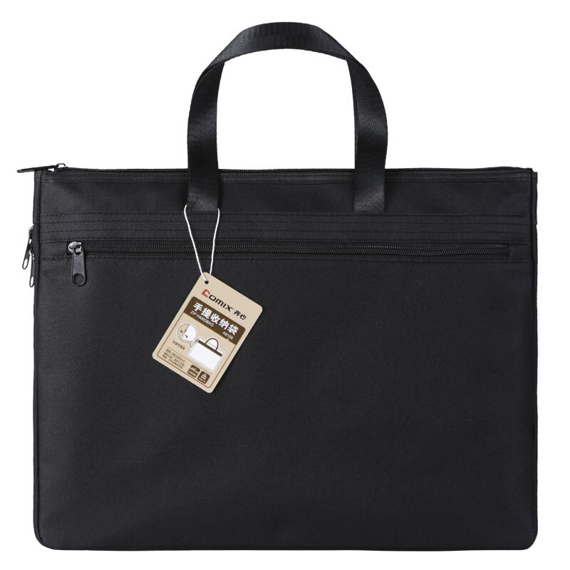 Comix large capacity double-layer business bag / zipper bag briefcase / Laptop Bag / conference bag black a8159 bottom adjustable width