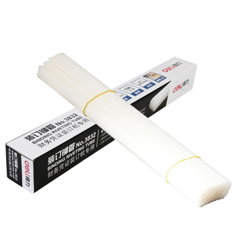 Special transparent binding riveting tube for Deli 3832 financial binding machine φ 5.0mm * 500mm 100 pieces / box