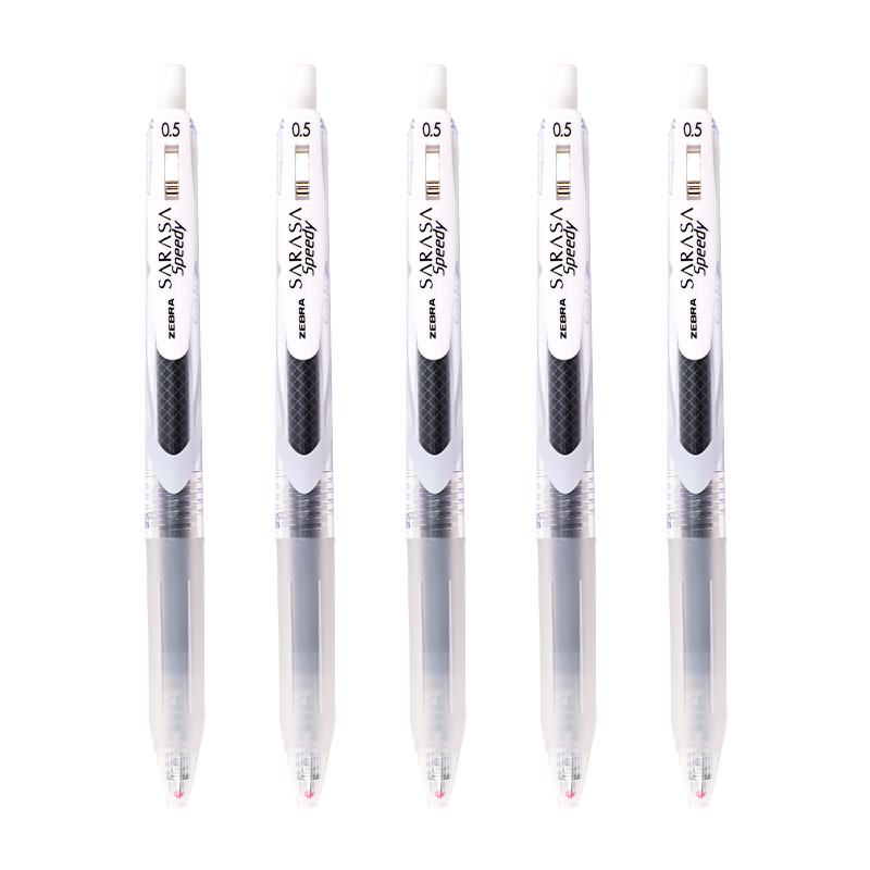 Zebra neutral ink ball point pen speedy shorthand Xueba pen soft glue pen holder jjz33 transparent color 0.5mm 5 pieces