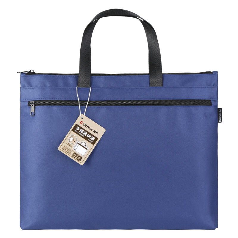 Comix double-layer portable business case file bag large capacity computer conference briefcase blue a8160 bottom widened