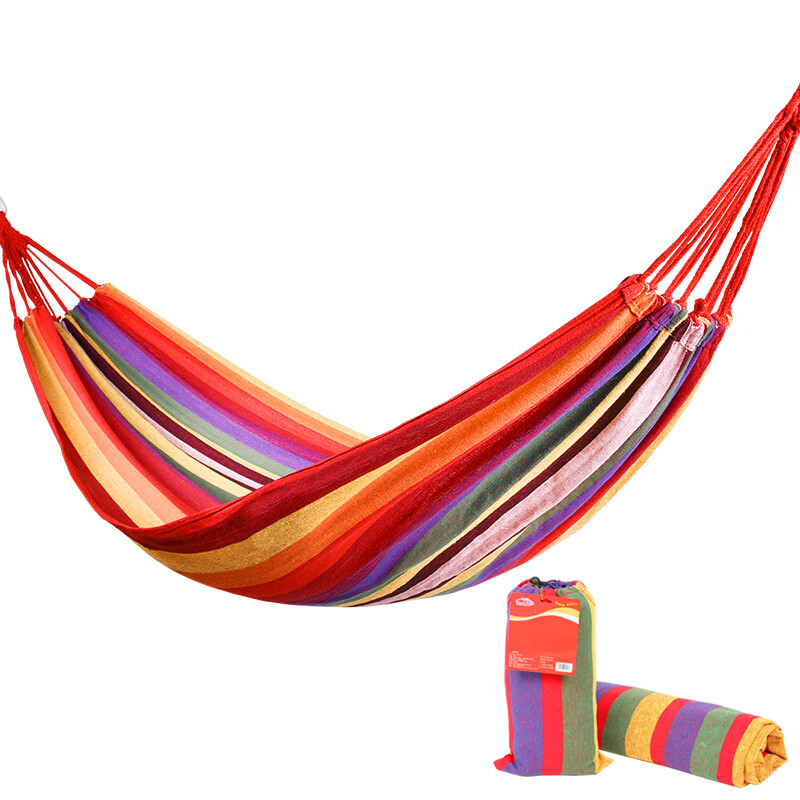 Shang Kejia thickened and widened canvas color strip hammock outdoor swing camping outdoor swing 190cm * 80cm