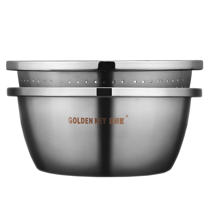 Golden key 304 stainless steel dish pot flavor bucket two-piece multi-purpose seasoning pot (mixed with noodles and vegetables and salad Bacon) gk-t200b4