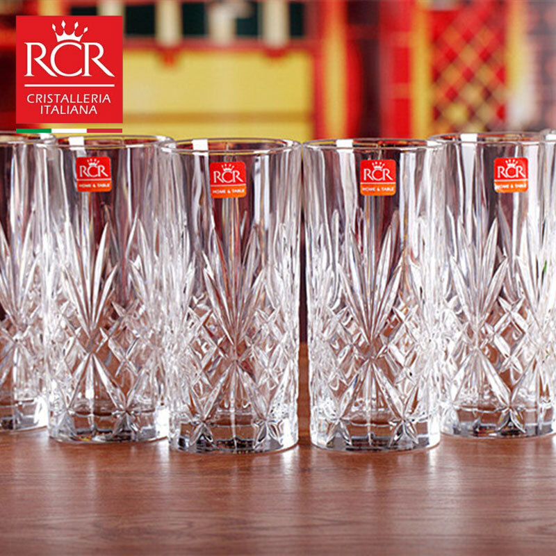 RCR lead-free crystal glass melody crystal 360ml high body glass engraved water cup juice cup tea cup 6-Piece set imported from Italy