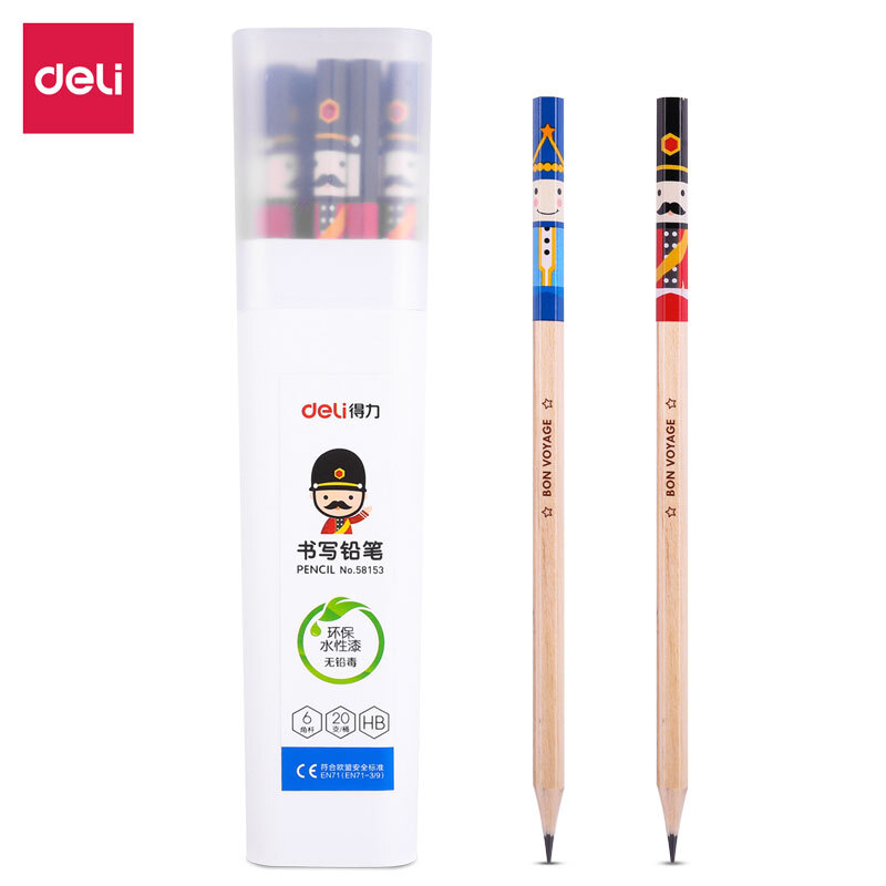 Deli HB cartoon style writing and drawing pencils 20 pieces / barrel 58153