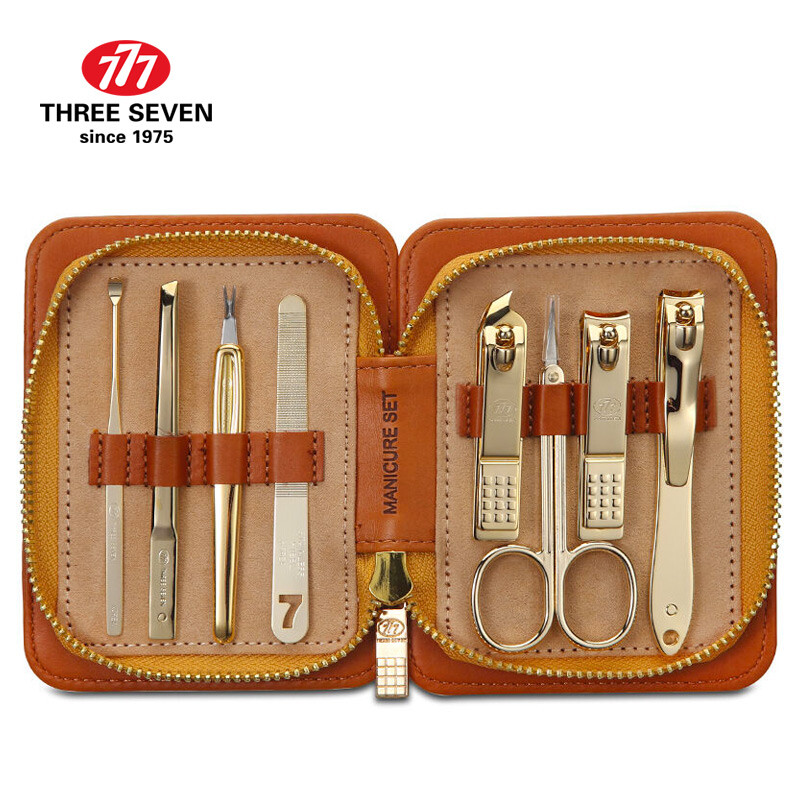 777 (three seven) Nail Clipper Set Nail Clippers grooming beauty care combination 8-piece set nts-3007g teak Brown (imported)