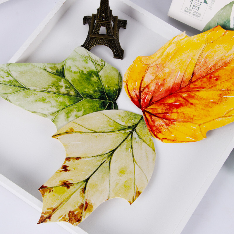Extreme space (jdkj) creative greeting card postcard collection set special-shaped card birthday greeting card blessing card classmate record Tanabata Valentine's Day confession green leaf style 30 pack