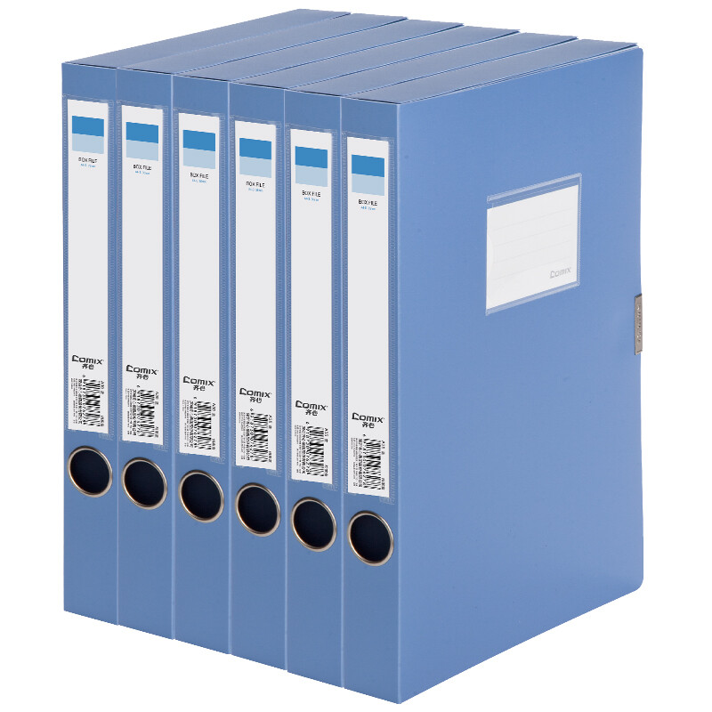 Comix 6 sets of 35mm durable adhesive file box / A4 file box / data box a8035-6 blue office stationery