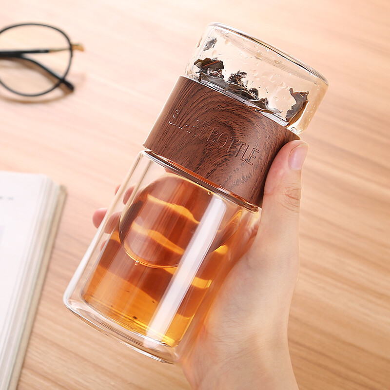 Jiabai double glass creative portable business men's and women's large capacity tea separation and filtration office tea making cup 200ml