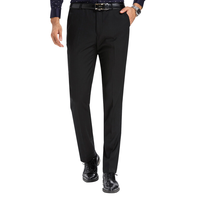 Red bean hodo men's business suit slim straight men's solid color Trousers Black 38
