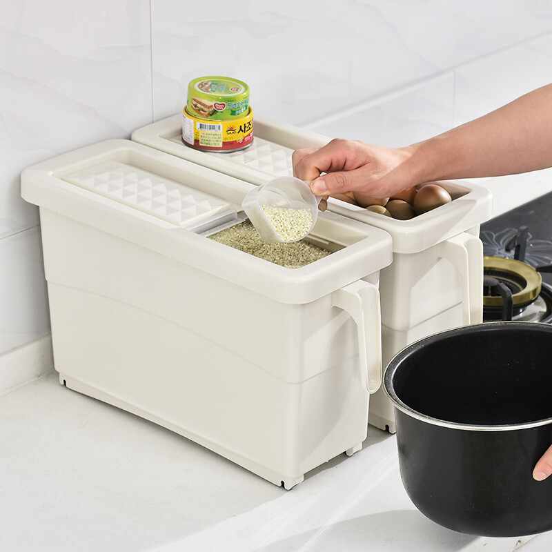 Nanjiren, Antarctica rice bucket crevice rice bucket space saving rice box storage box rice cylinder 12L can hold 20kg rice with pulley to send measuring cup njr665