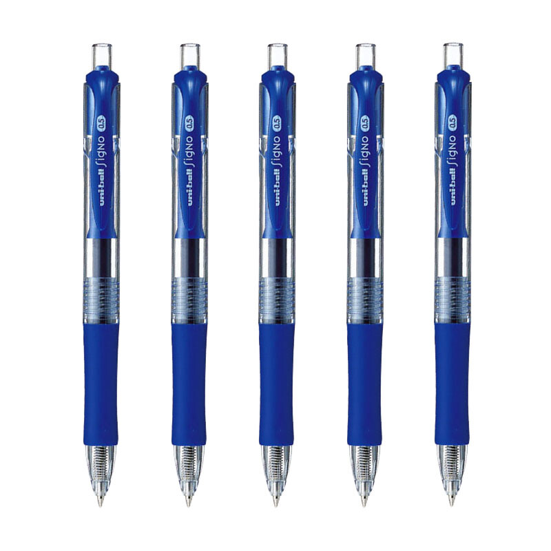 Japanese Mitsubishi (UNI) blue push neutral pen student 0.5mm signature pen umn-152 (replacement core umr-85) 5 pieces