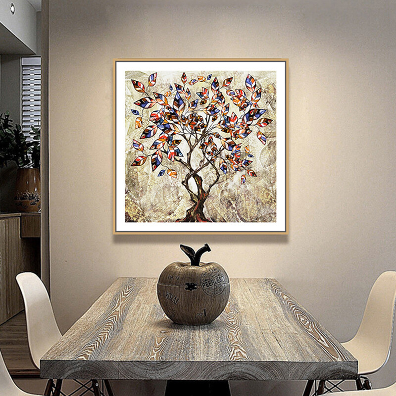 Reputation modern canvas micro spray decorative painting Nordic Abstract European fortune tree hand-painted oil painting living room sofa dining room background wall painting decorative spray painting 60 * 60cm