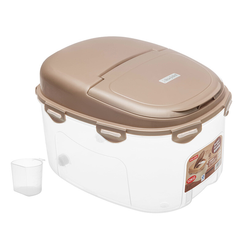 Jeko & jeko rice bucket 12kg household rice box insect proof rice jar kitchen transparent plastic rice flour grain sealed storage box swb-5412 gold