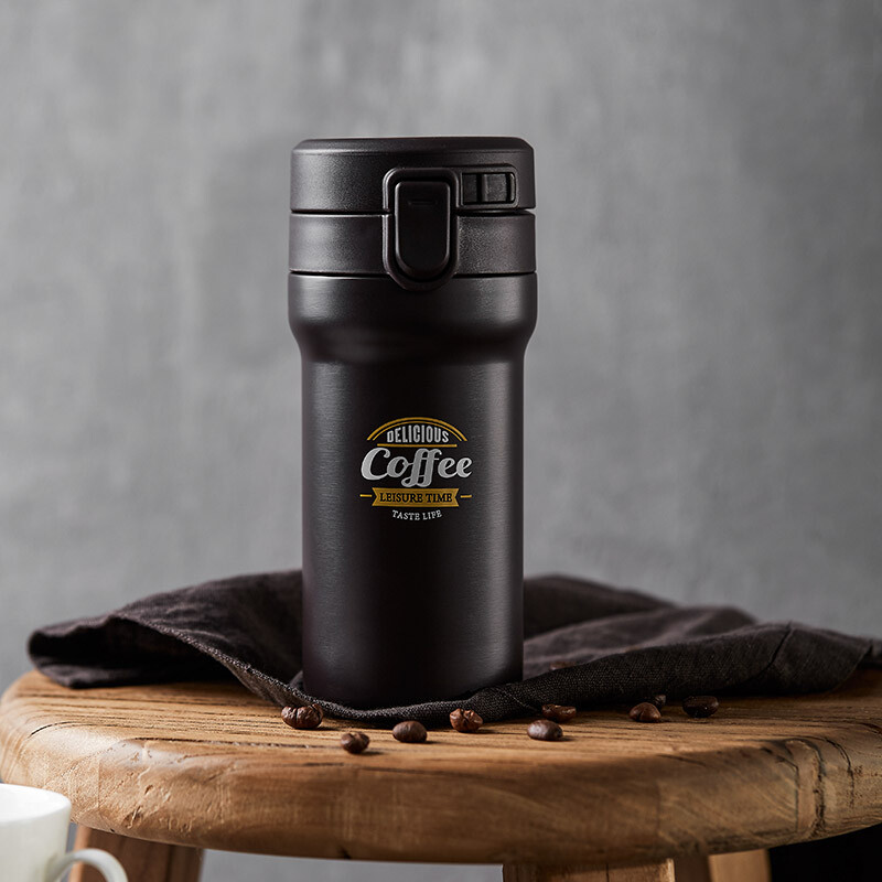 Jiabai coffee cup heat preservation and cold preservation handle flip buckle handy cup vacuum stainless steel car cup portable cup heat preservation cup