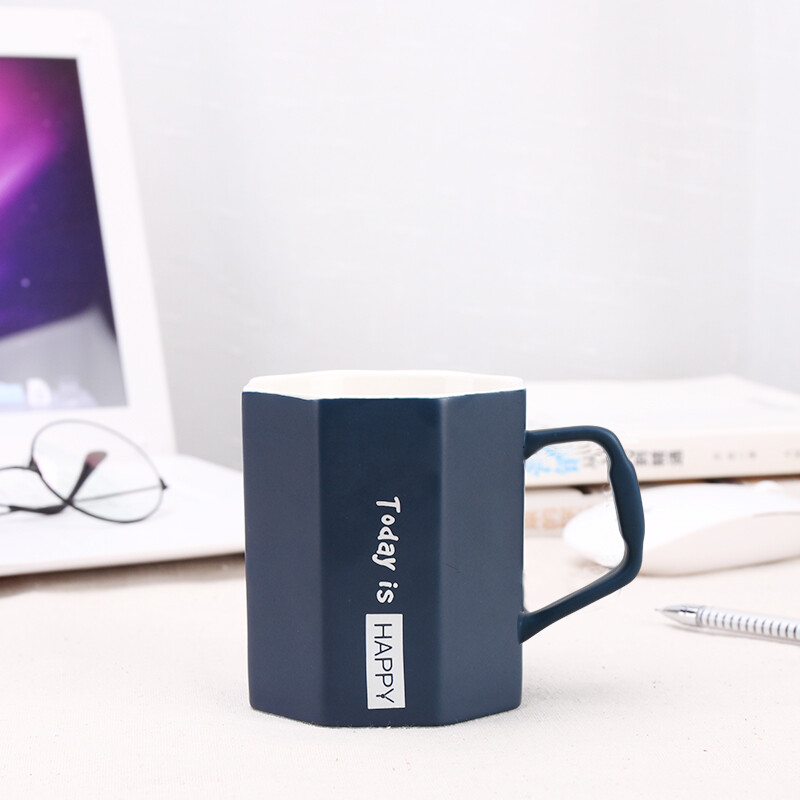 Bethers Nordic style Mug office cup coffee cup creative milk cup simple water cup ceramic insulation Mug Blue Boy Gift cereal cup large capacity cup