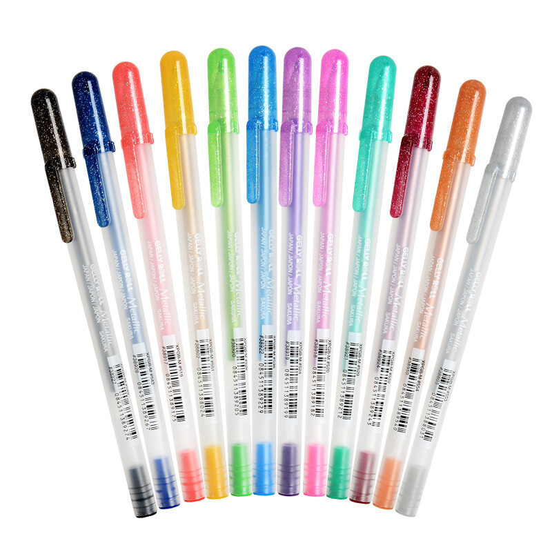 Sakura dynamic color pen pearlescent series 12 Pack neutral pen water-based pen wave bask pearl signature pen [imported from Japan]