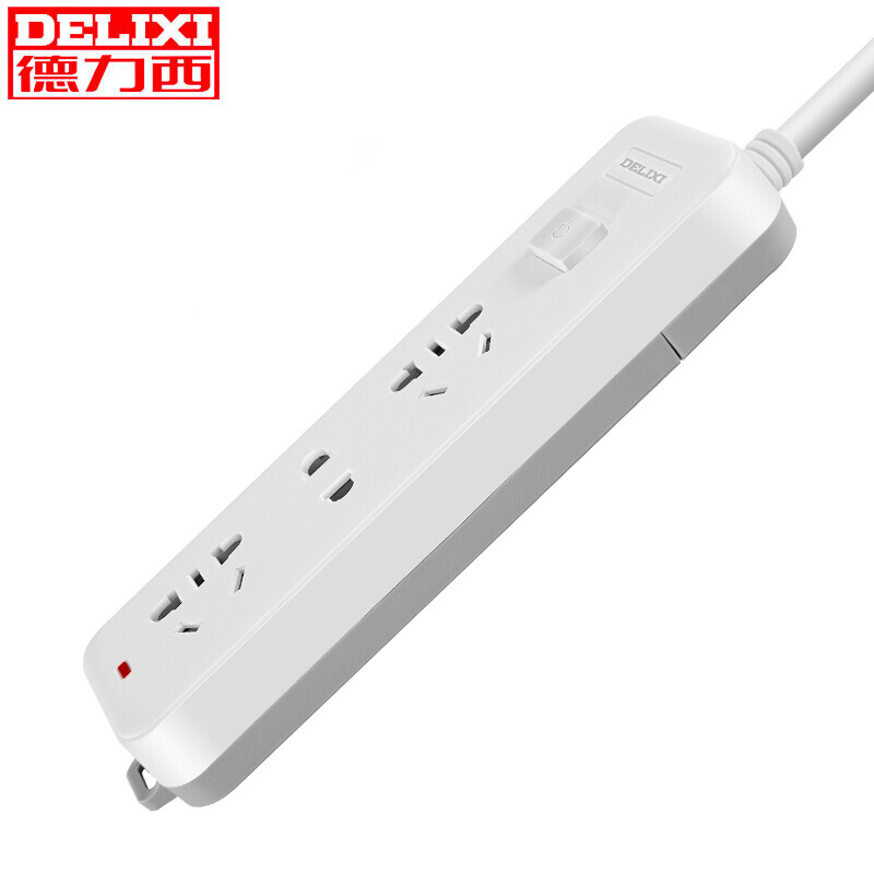 Delixi cd98j-lk2xz new national standard socket / plug bank / patch panel / wiring board / trailing board / patch panel two position five hole + one position two hole total control, with a total length of 1.8m