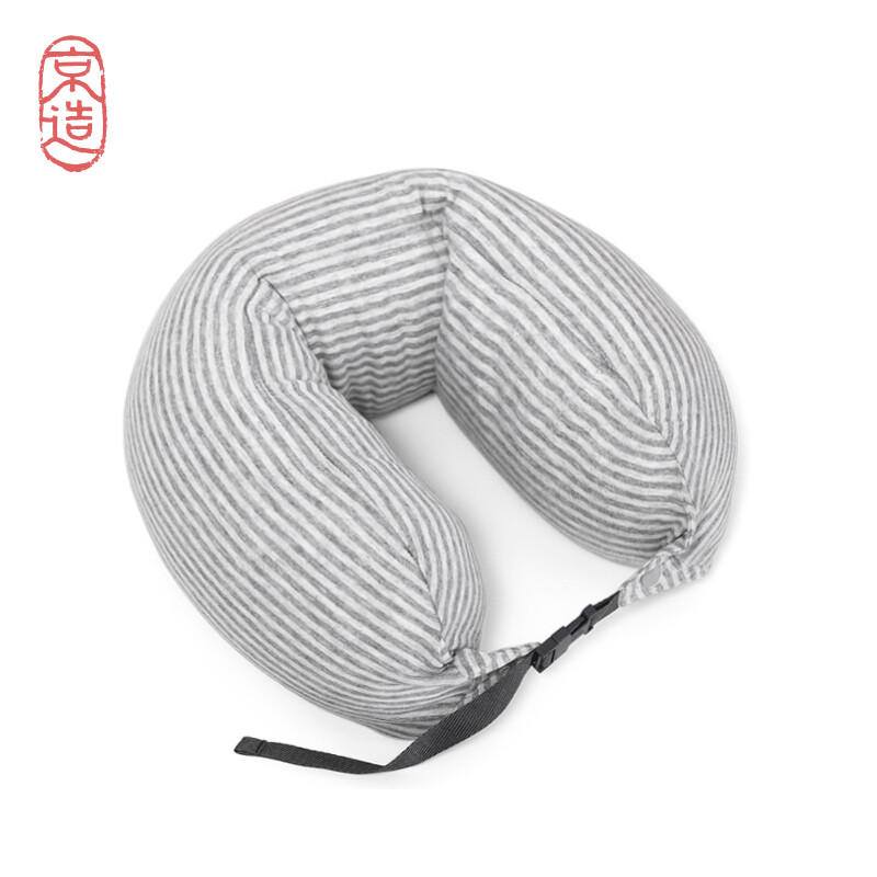 Jingzao microparticle multifunctional neck pillow U-shaped pillow travel pillow light gray stripe