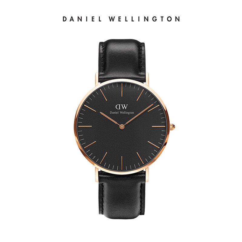 Daniel Wellington watch DW men's watch 40mm black dial gold edge belt ultra thin men's quartz watch dw00127