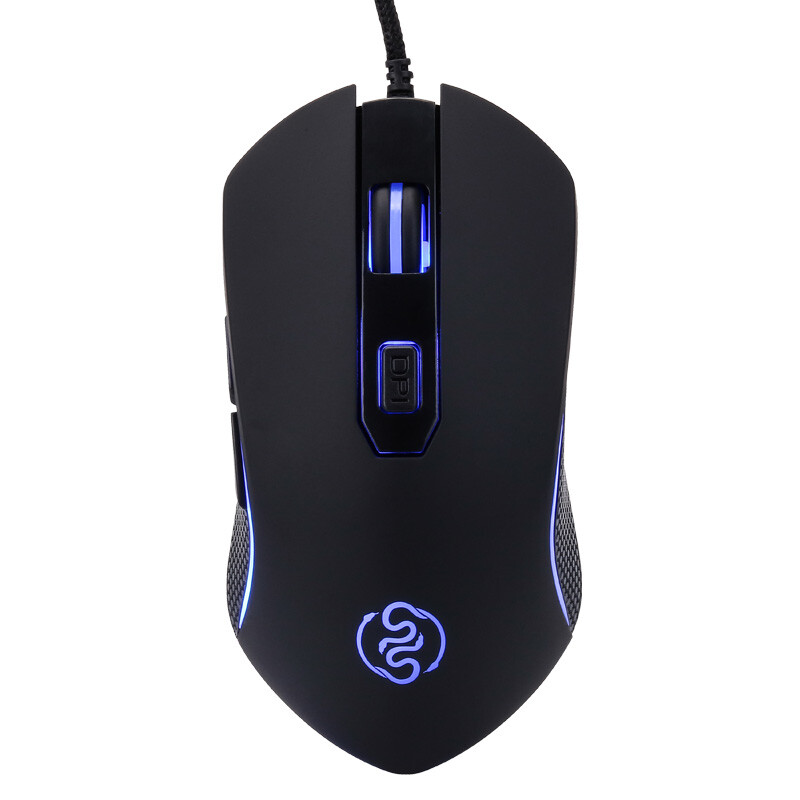 Spirit snake mouse wired game mouse computer game colorful luminous chicken eating mouse, high-speed USB interface braided wire wrapped M80 black
