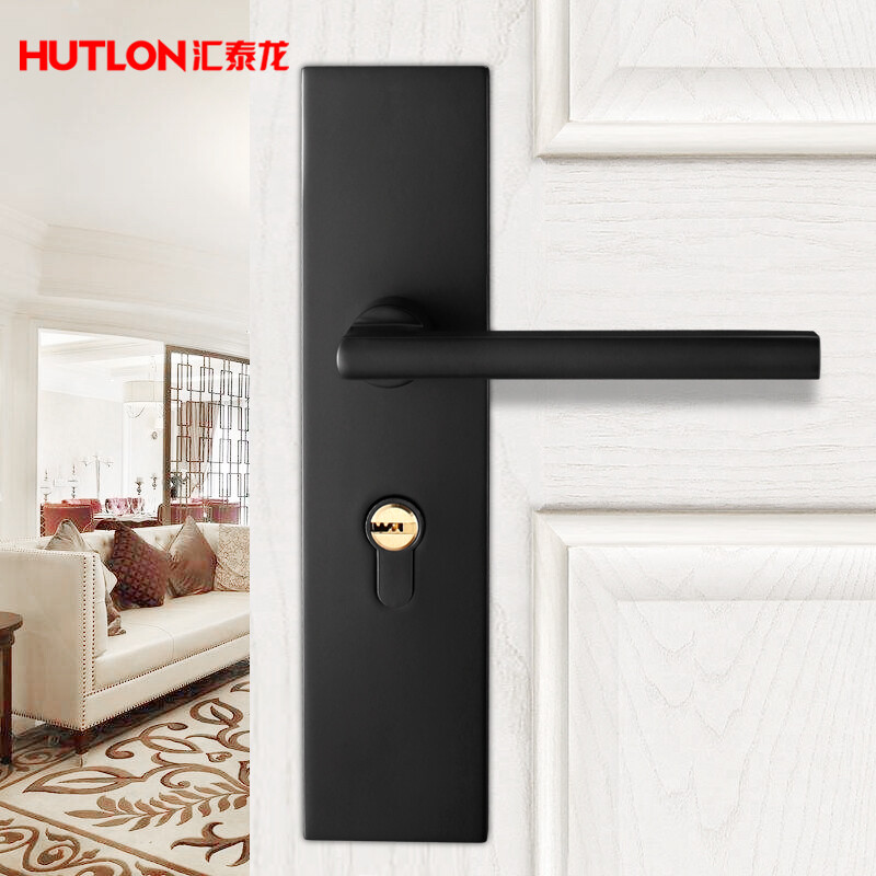 Hutlon door lock indoor bedroom door lock American black toilet solid wood door handle household silent door lock