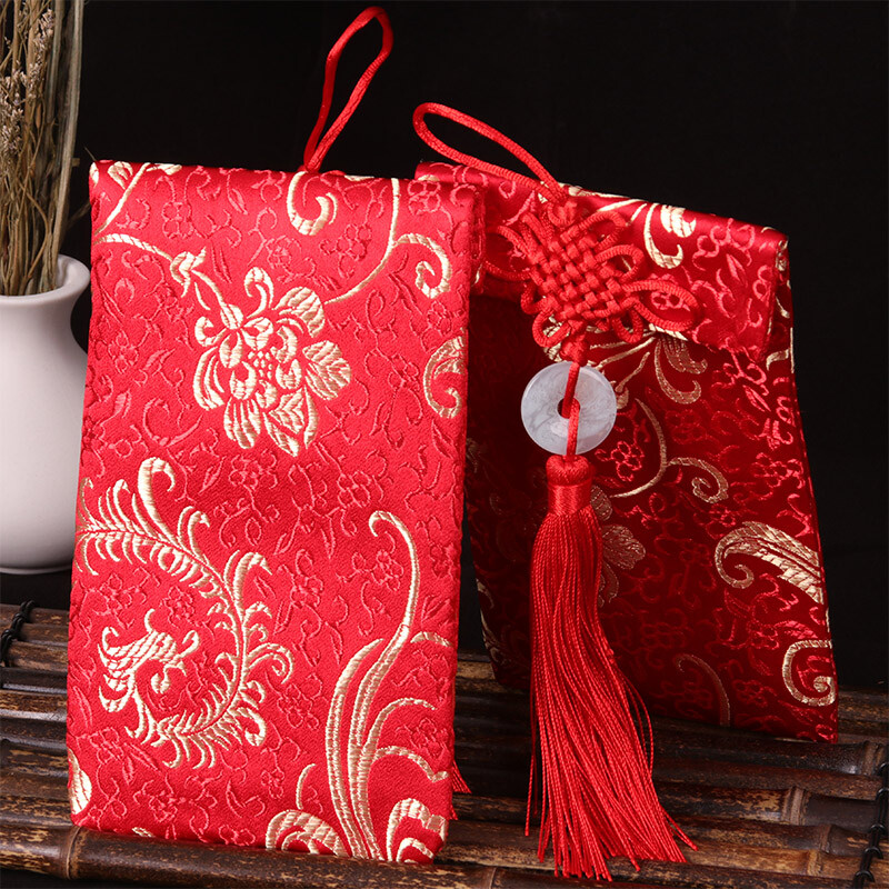 Extreme space (jdkj) creative red envelope wedding gift gold bag cloth red envelope bag general profit seal embroidery brocade gift Xiang Longfeng feather pair