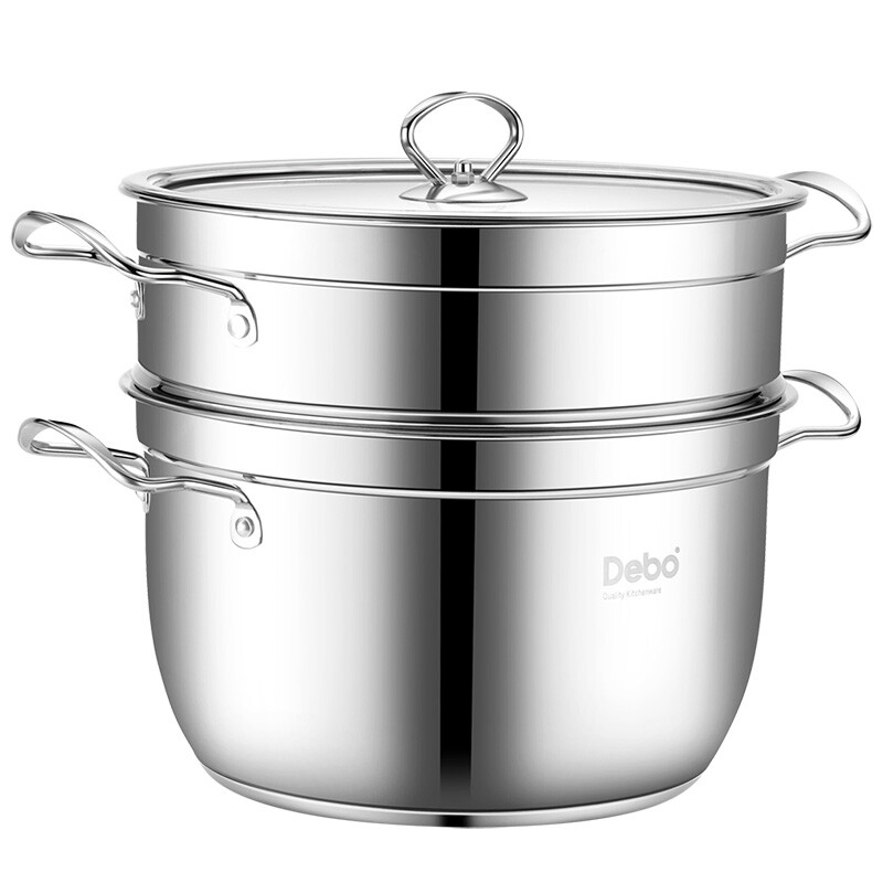 Debo soup pot stainless steel two-layer steamer gas induction cooker general double-layer Belleville 26cm