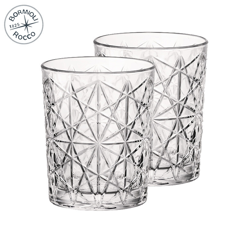 Bormioli Rocco carved glass wine cup imported from Italy, spirits whisky cup lounge series 400ml * 2 pieces