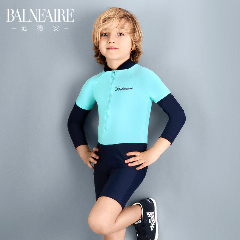 Balneaire 260009 children's swimsuit one-piece flat corner sunscreen boys' swimsuit blue 5-6 years old (105-120cm / 18-22kg)