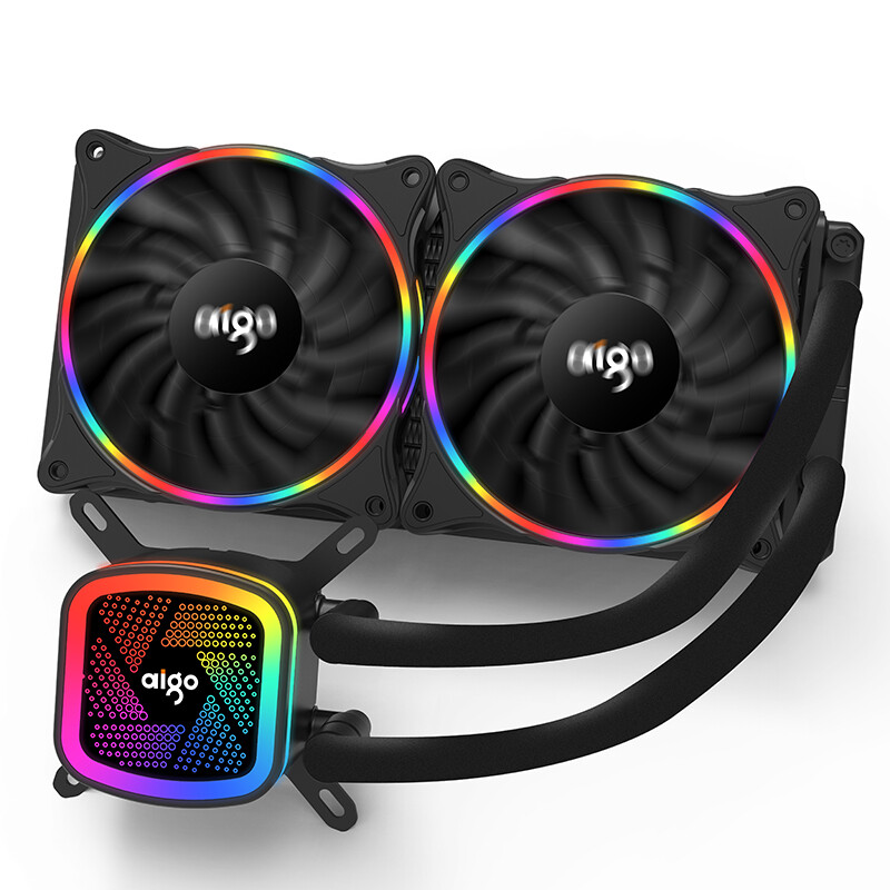 Aigo icetower V240 rainbow integrated water-cooled CPU radiator (PWM intelligent temperature control fan / full platform support / silent ceramic bearing / silicone grease)
