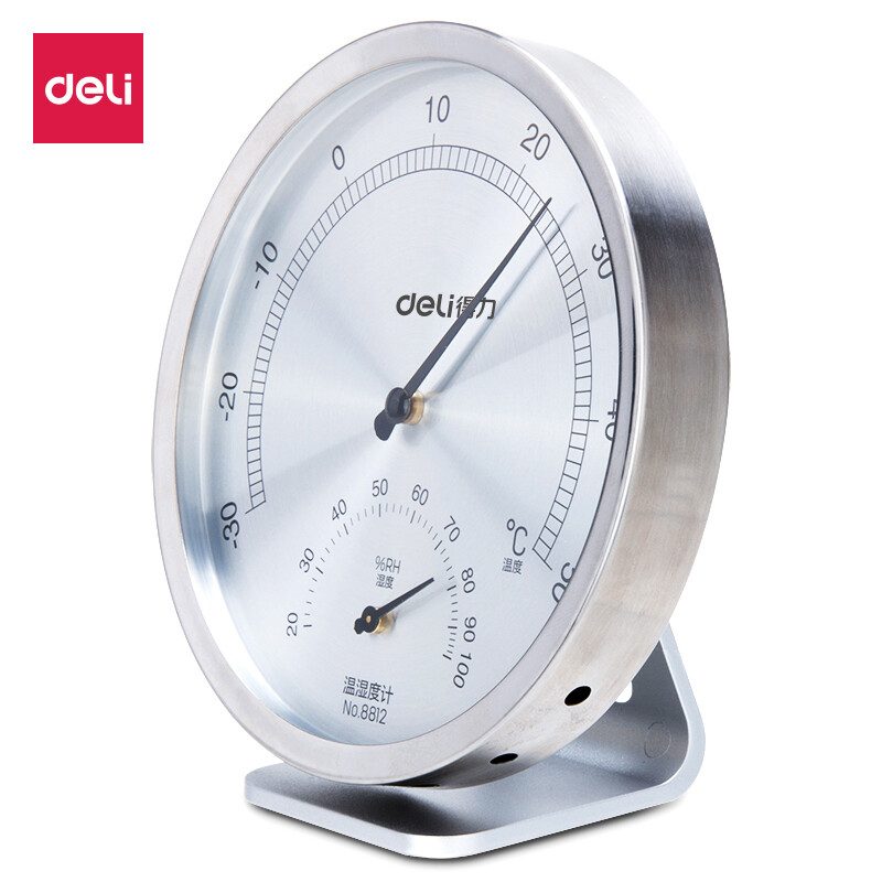 Deli indoor office hygrometer disk large baby room hygrometer 8812