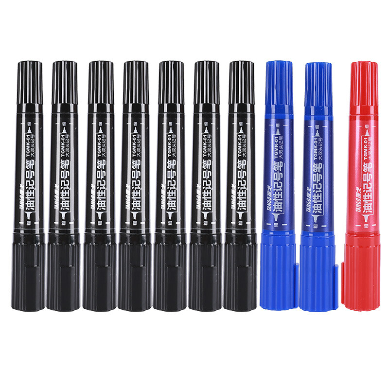 Tango oil size double headed marker pen 10 pieces (7 Black + 2 Blue + 1 red)