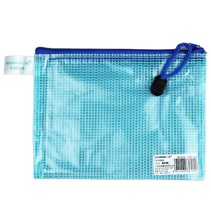 Sunwood c4524 A6 mesh zipper bag / 12 file bags / Bag Blue